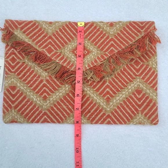 LOFT Evening Handbag Bohemian Fringe Woven Envelope Clutch Beach Mini Bag Boho - Picture 8 of 16